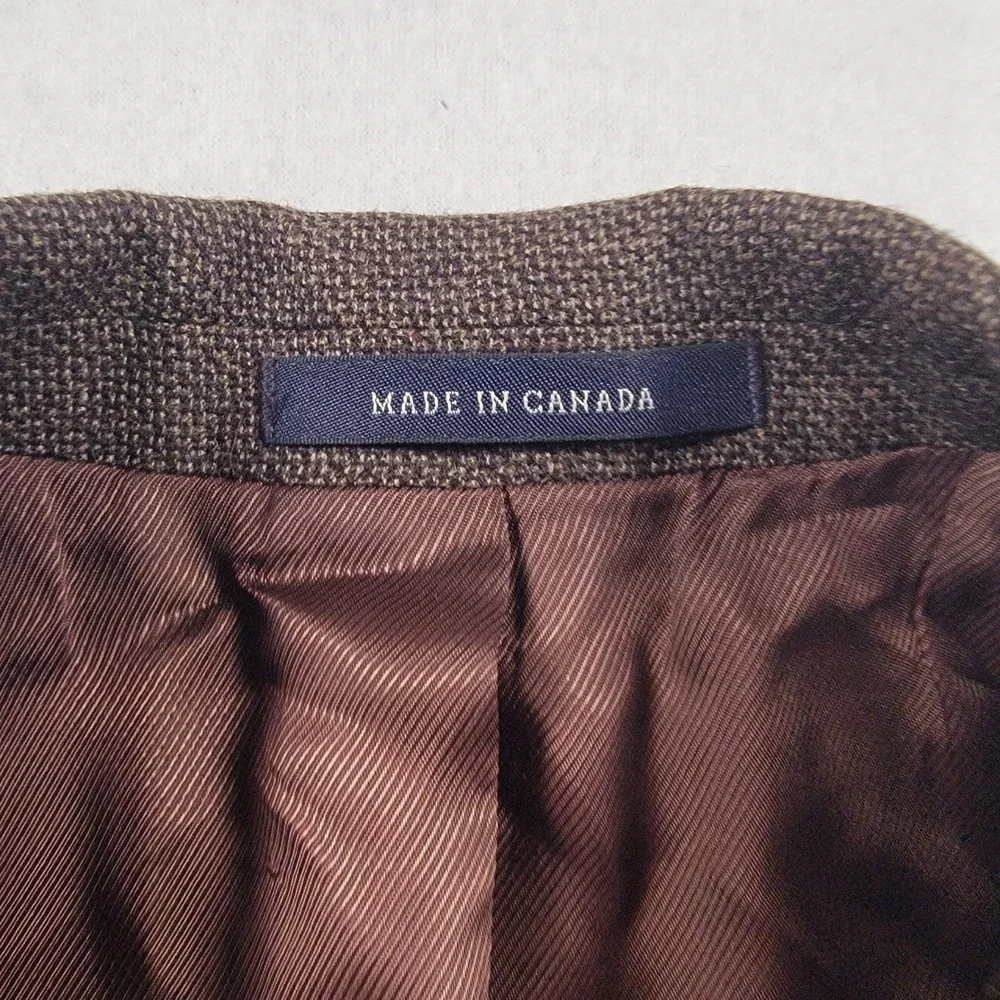 Cremieux Collection x Loro Piana Wool Sport Coat Mens 38R Brown Birdseye Blazer